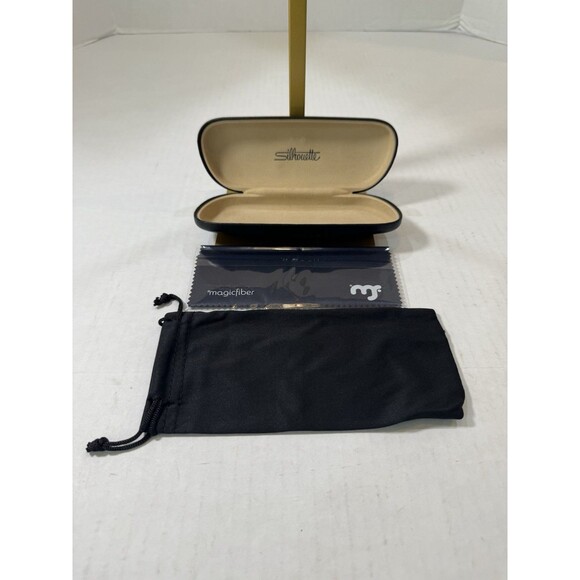 Silhouette Eyeglasses Clamshell Case, Microfiber & Drawstring Pouch Authentic - Picture 1 of 10